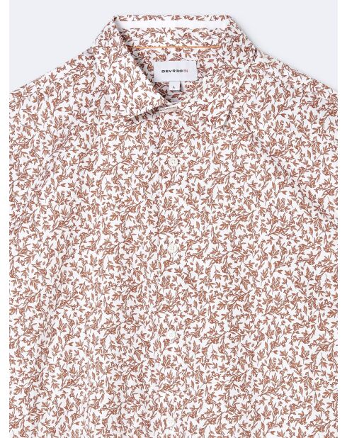 Chemise à manches courtes slim végétale orange abricot