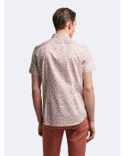 Chemise à manches courtes slim végétale orange abricot