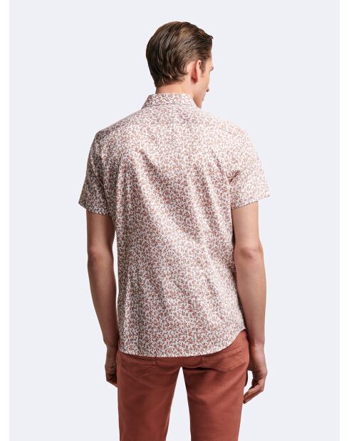 Chemise à manches courtes slim végétale orange abricot