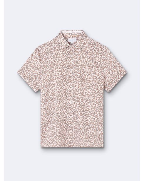 Chemise à manches courtes slim végétale orange abricot