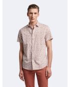 Chemise à manches courtes slim végétale orange abricot