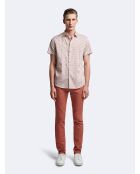 Chemise à manches courtes slim végétale orange abricot