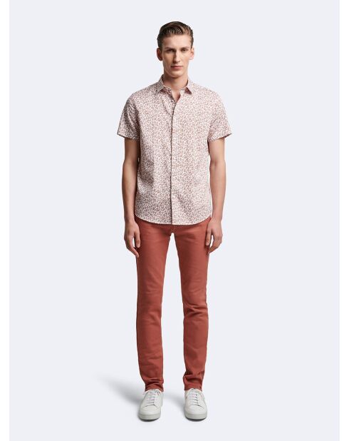 Chemise à manches courtes slim végétale orange abricot