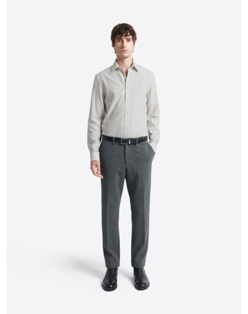 Chemise fantaisie en coton mélangé blanche