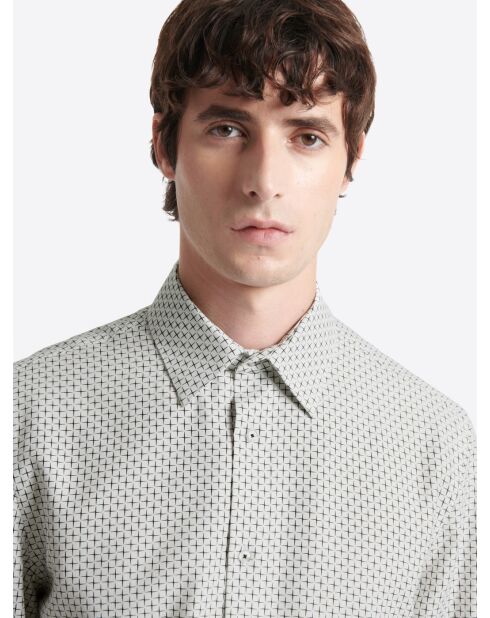 Chemise fantaisie en coton mélangé blanche