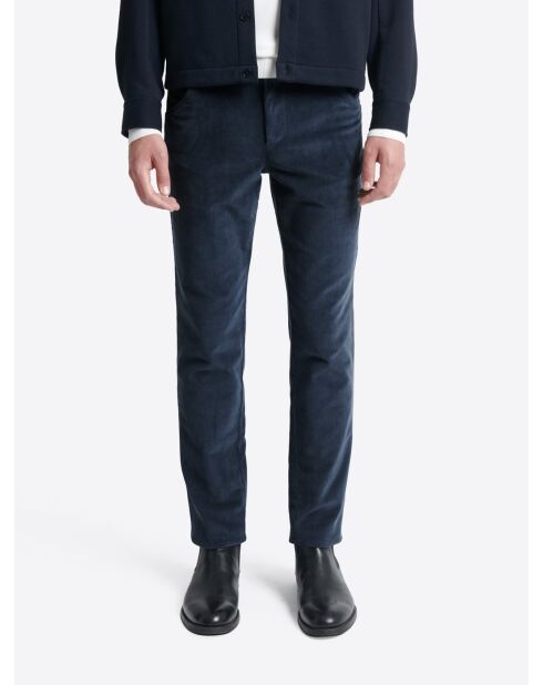 Chino en velours côtelé bleu dur