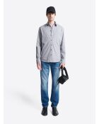 Chemise stretch en coton fantaisie bleu dur