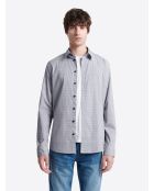 Chemise stretch en coton fantaisie bleu dur