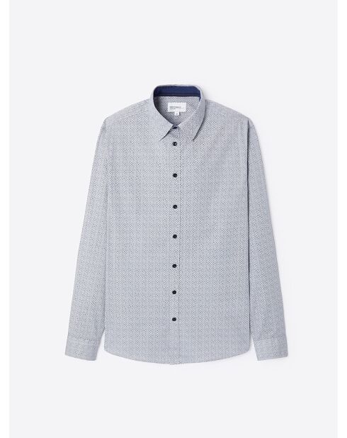 Chemise stretch en coton fantaisie bleu dur