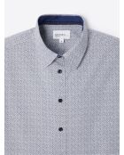 Chemise stretch en coton fantaisie bleu dur