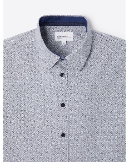 Chemise stretch en coton fantaisie bleu dur