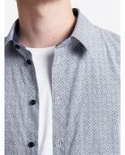 Chemise stretch en coton fantaisie bleu dur