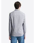 Chemise stretch en coton fantaisie bleu dur