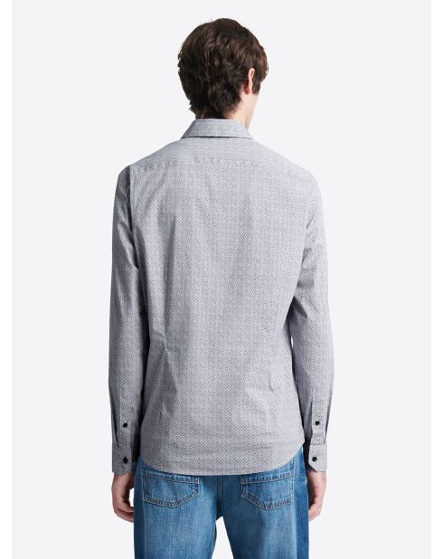 Chemise stretch en coton fantaisie bleu dur