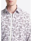 Chemise fleurie 100% coton figue
