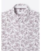 Chemise fleurie 100% coton figue