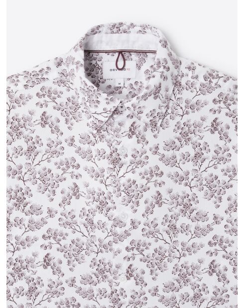 Chemise fleurie 100% coton figue