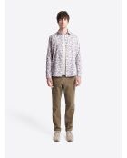 Chemise fleurie 100% coton figue