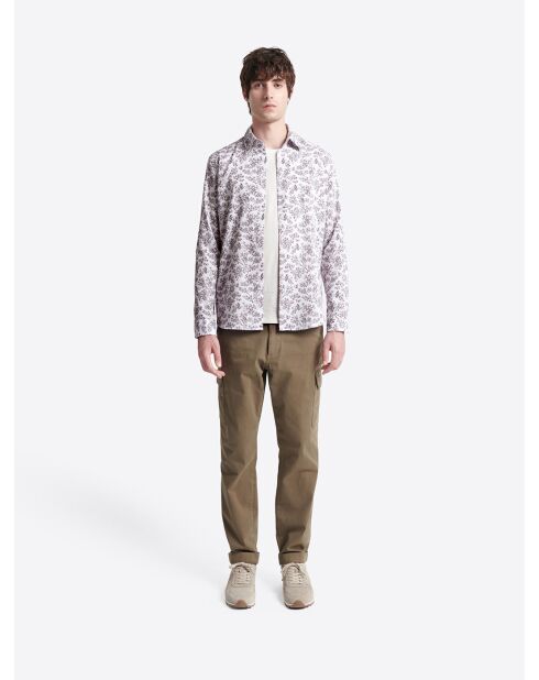 Chemise fleurie 100% coton figue