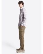 Chemise fleurie 100% coton figue