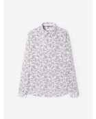 Chemise fleurie 100% coton figue