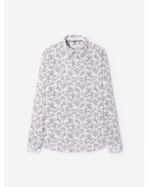 Chemise fleurie 100% coton figue