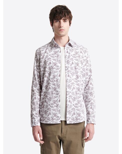 Chemise fleurie 100% coton figue