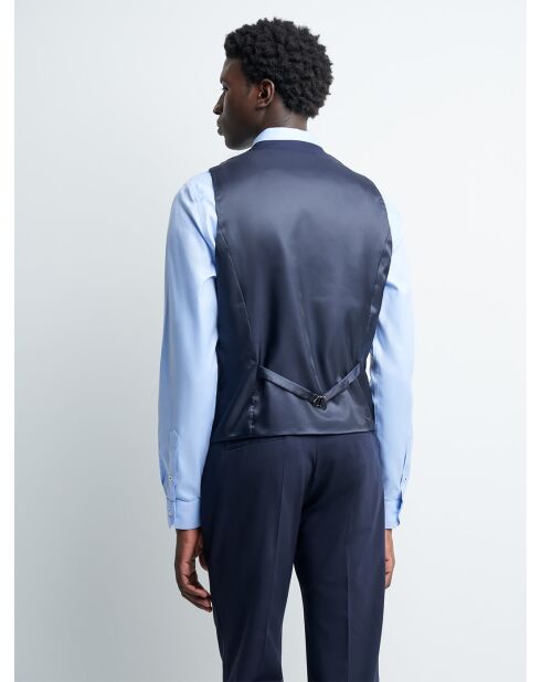 Gilet de costume bistretch en laine bleu marine