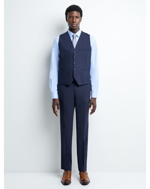 Gilet de costume bistretch en laine bleu marine