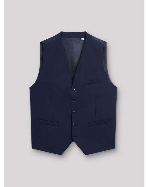 Gilet de costume bistretch en laine bleu marine