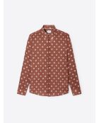 Chemise fleurie en coton orange brulé