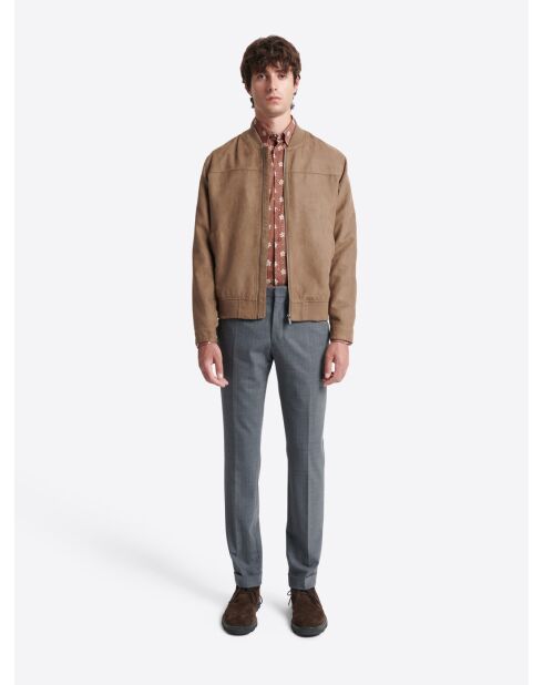 Chemise fleurie en coton orange brulé