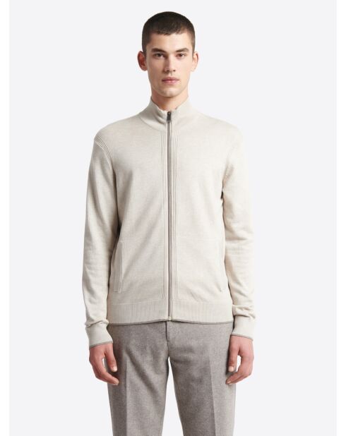 Cardigan zippé 100% viscose certifiée écru 2