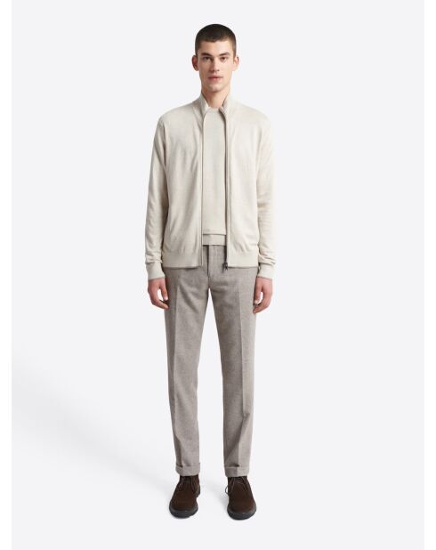 Cardigan zippé 100% viscose certifiée écru 2