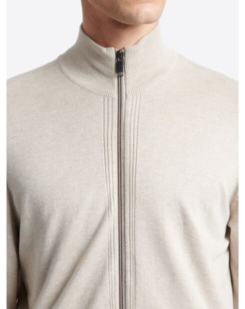 Cardigan zippé 100% viscose certifiée écru 2