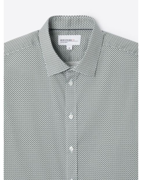 Chemise stretch fantaisie en coton vert profond