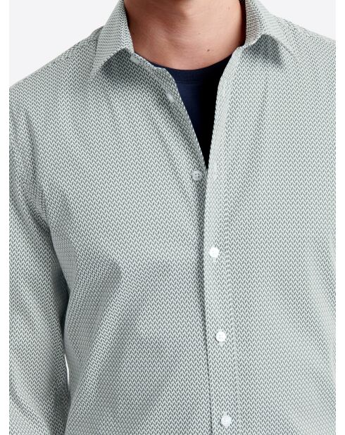 Chemise stretch fantaisie en coton vert profond