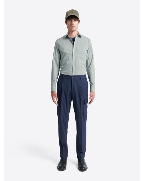 Chemise stretch fantaisie en coton vert profond