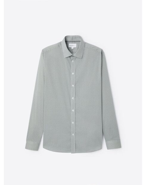 Chemise stretch fantaisie en coton vert profond
