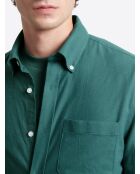 Chemise slim en coton esprit flanelle vert mer