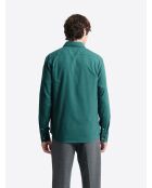 Chemise slim en coton esprit flanelle vert mer