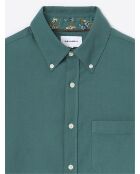 Chemise slim en coton esprit flanelle vert mer