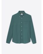 Chemise slim en coton esprit flanelle vert mer