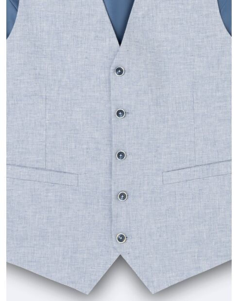 Gilet de costume 100% Lin armuré bleu ciel