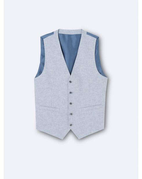 Gilet de costume 100% Lin armuré bleu ciel