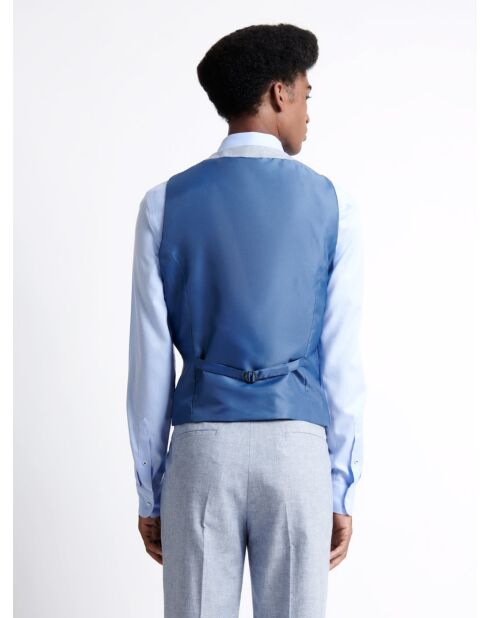 Gilet de costume 100% Lin armuré bleu ciel