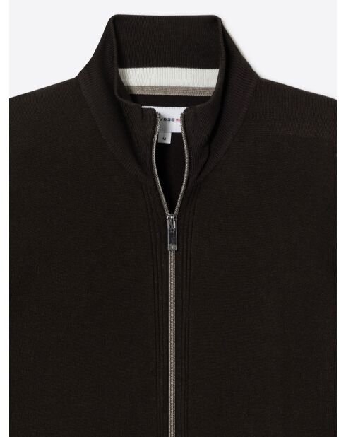 Cardigan zippé en viscose certifiée chocolat