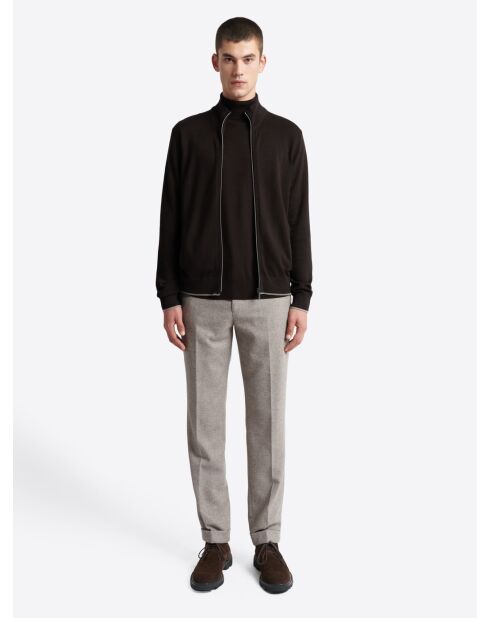 Cardigan zippé en viscose certifiée chocolat