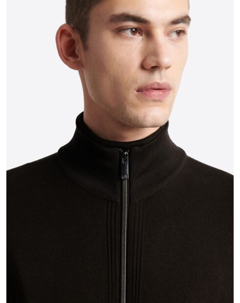 Cardigan zippé en viscose certifiée chocolat