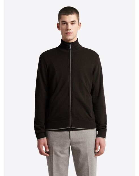 Cardigan zippé en viscose certifiée chocolat